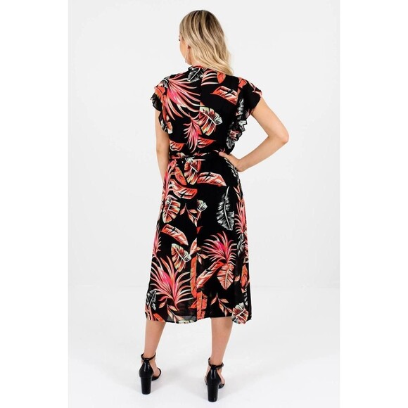 Red Floral Midi Dress M - Picture 6 of 8